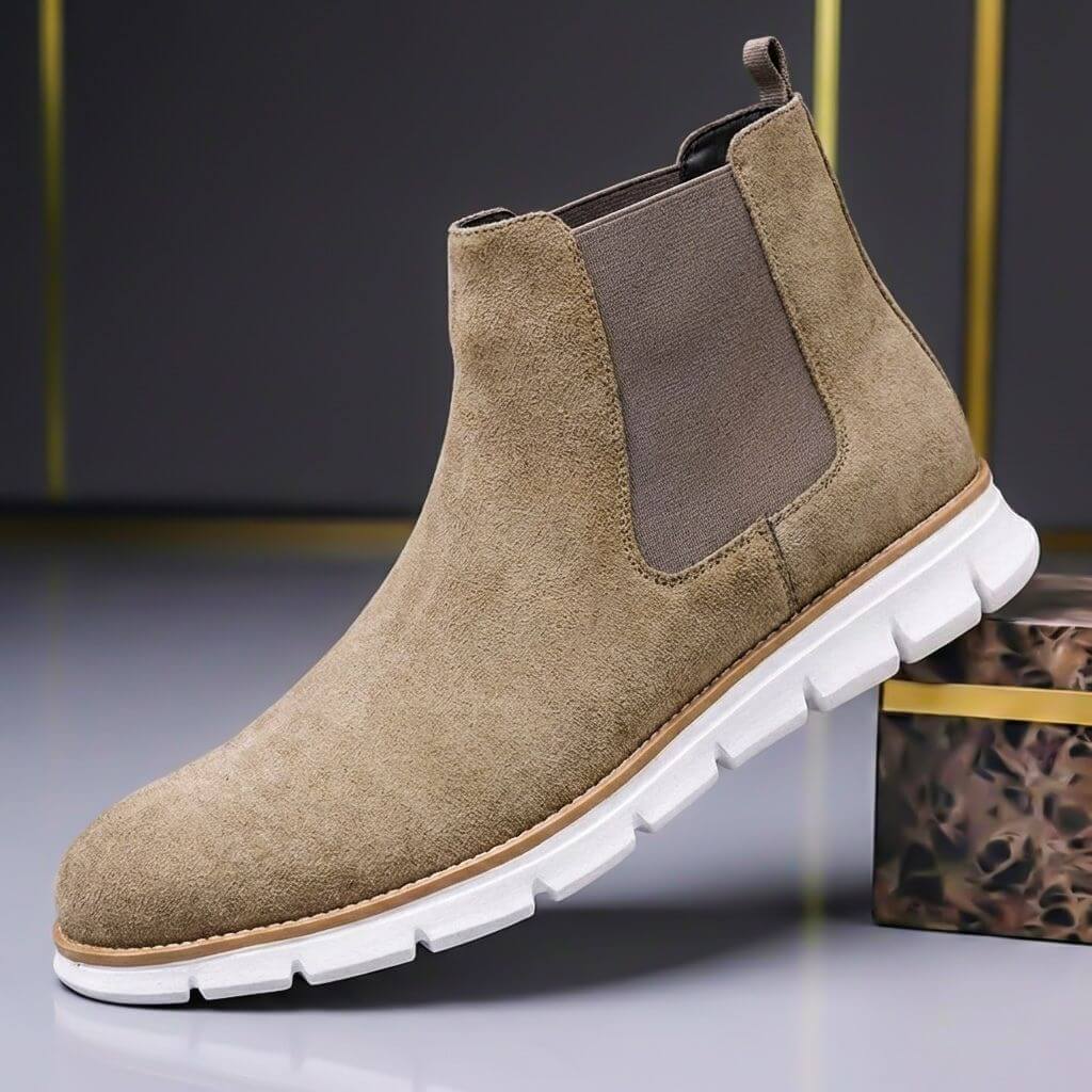 Bottines à Élastiques en Daim Homme Solférino – Bottines Suède à Élastiques, Bout Large et Semelle Antidérapante
