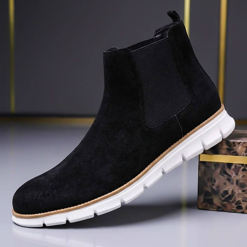 Bottines à Élastiques en Daim Homme Solférino – Bottines Suède à Élastiques, Bout Large et Semelle Antidérapante