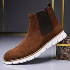 Bottines à Élastiques en Daim Homme Solférino – Bottines Suède à Élastiques, Bout Large et Semelle Antidérapante