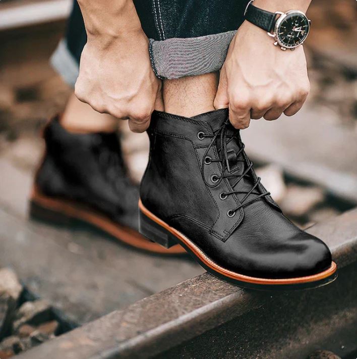 Bottes en Cuir Homme Auvergne – Boots Robustes Classiques Confortables pour Tous les Jours