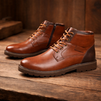 Bottines en Cuir Homme Ornans – Boots avec Soutien de la Voûte Plantaire, Bout Extra-Large