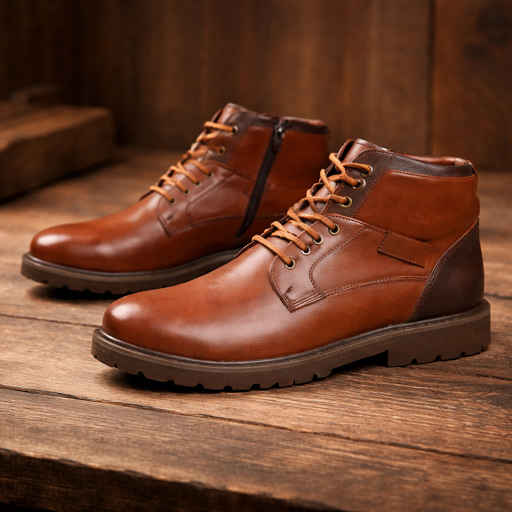 Bottines en Cuir Homme Ornans – Boots avec Soutien de la Voûte Plantaire, Bout Extra-Large