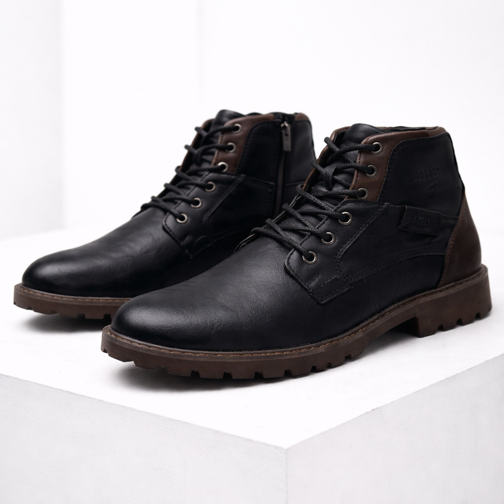 Bottines en Cuir Homme Ornans – Boots avec Soutien de la Voûte Plantaire, Bout Extra-Large