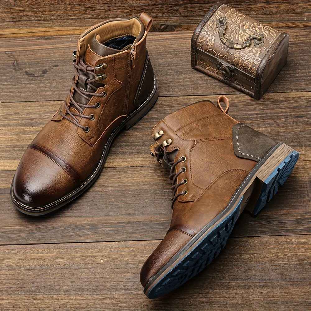 Bottines Richelieu en Cuir Homme Saint-Germain – Boots Brogue Classiques Style Anglais