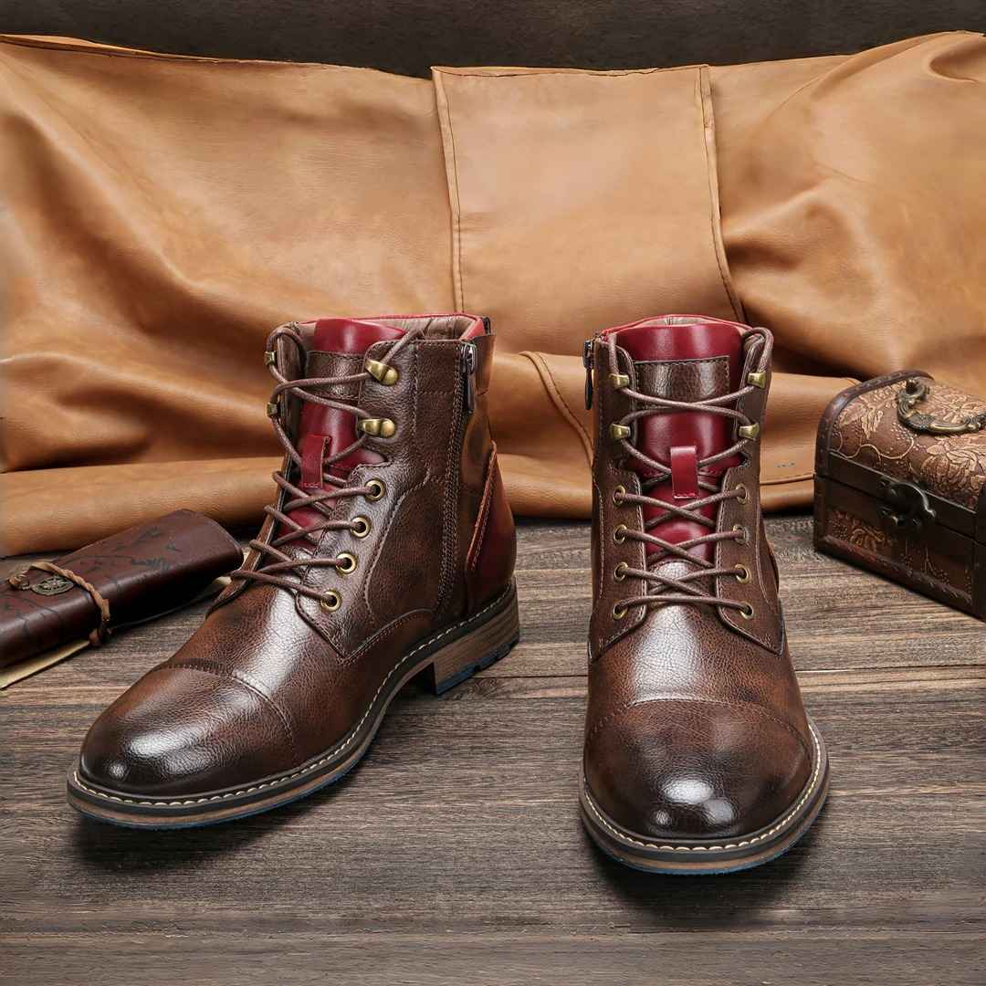 Bottines Richelieu en Cuir Homme Saint-Germain – Boots Brogue Classiques Style Anglais