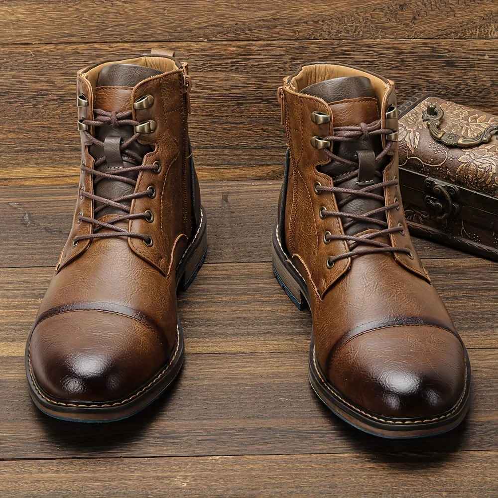 Bottines Richelieu en Cuir Homme Saint-Germain – Boots Brogue Classiques Style Anglais