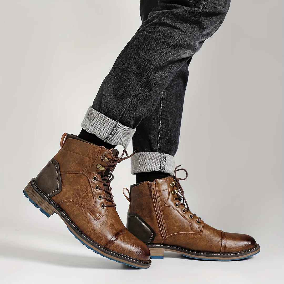 Bottines Richelieu en Cuir Homme Saint-Germain – Boots Brogue Classiques Style Anglais