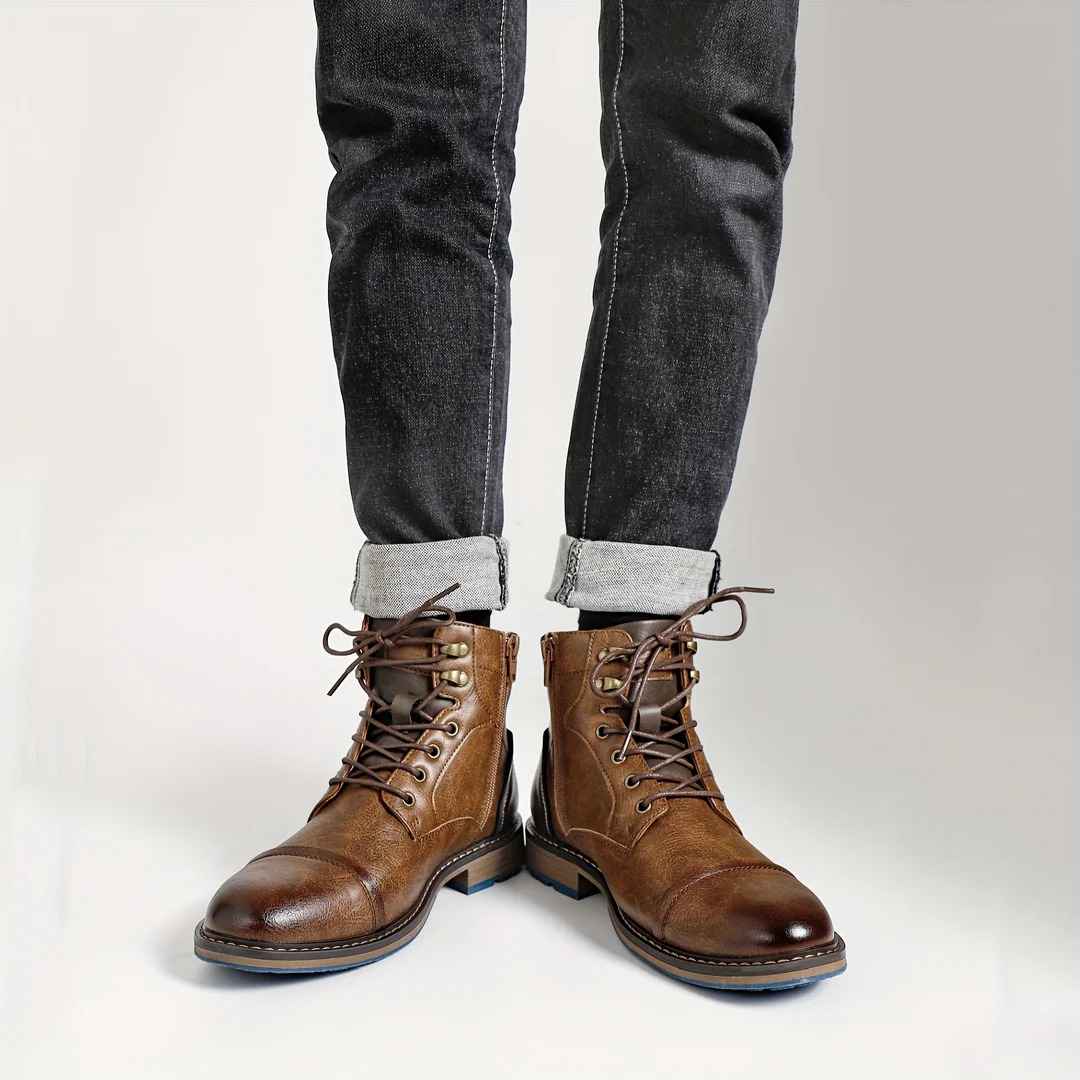 Bottines Richelieu en Cuir Homme Saint-Germain – Boots Brogue Classiques Style Anglais